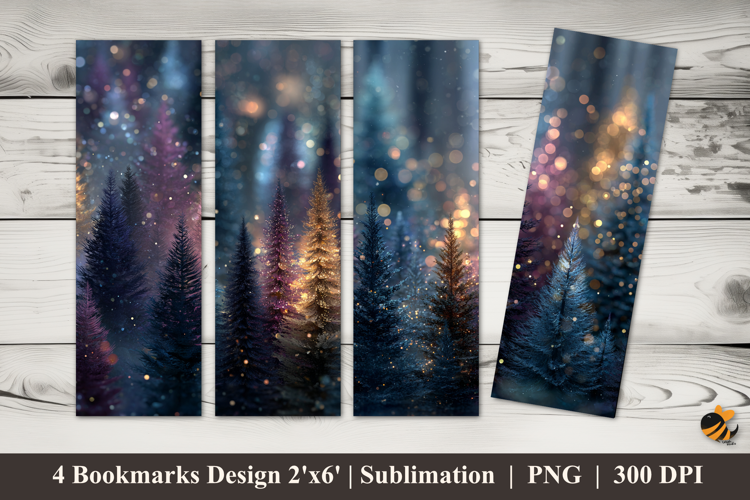 Sparkling Pine Trees Bookmarks Sublimation Design