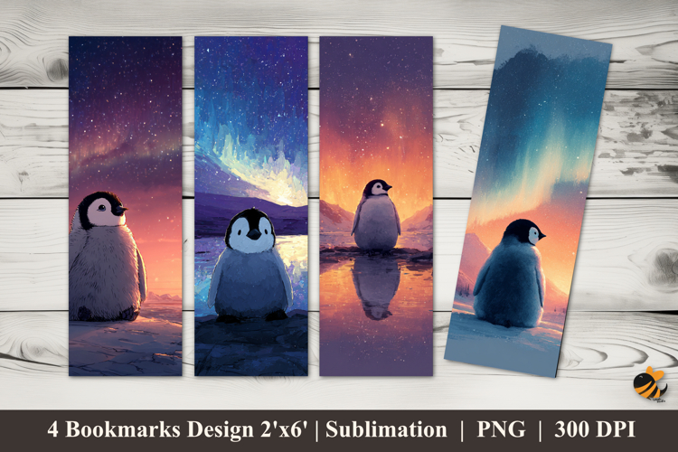 Penguins Alone Bookmarks Sublimation Design