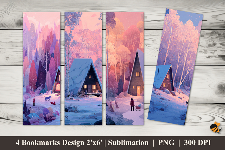 Snowy Landscape Bookmarks Sublimation Design