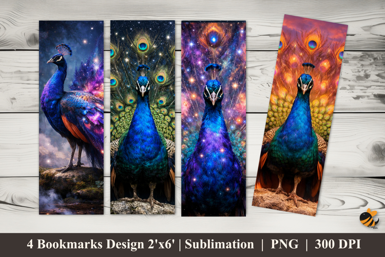 Aesthetic Peacock Bookmarks Sublimation Design