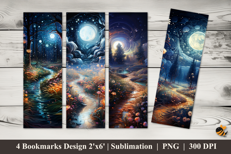 Blooming Night Garden Bookmarks Sublimation Design