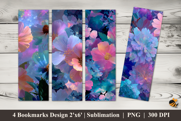 Neon Flowers Bookmarks Sublimation Design