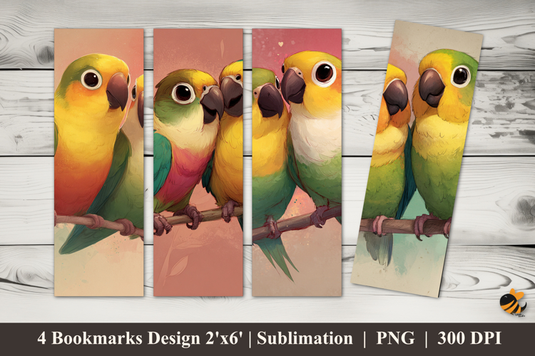 Two Green Birds Bookmarks Sublimation Design