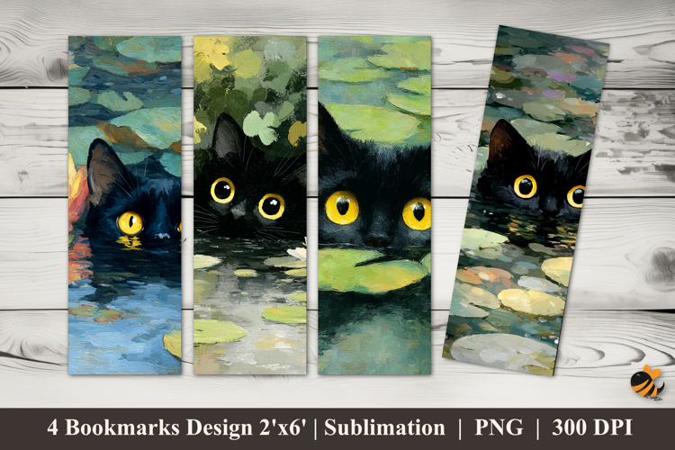 Swimming Cat Bookmarks Sublimation Design