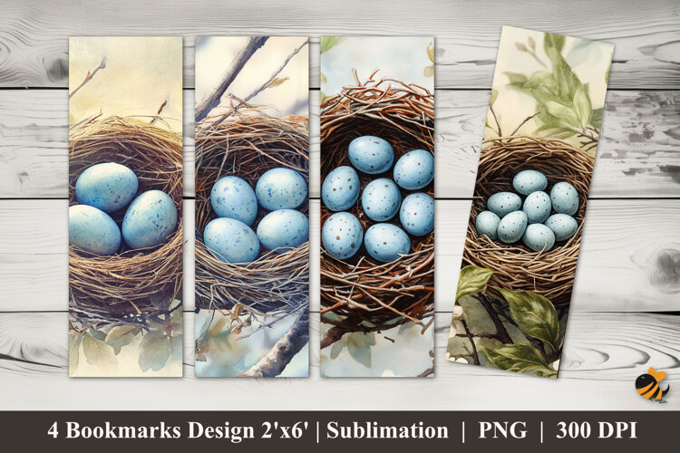 Blue Egg Bookmarks Sublimation Design example image 1