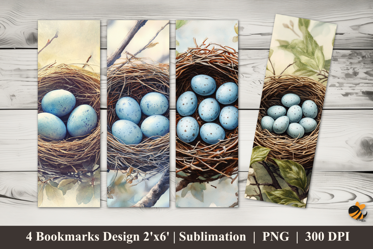 Blue Egg Bookmarks Sublimation Design