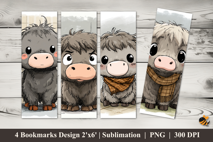 Lovely Mini Cow Bookmarks Sublimation Design