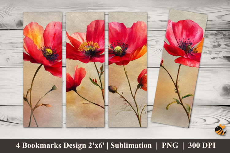 Little Red Flower Bookmarks Sublimation Design