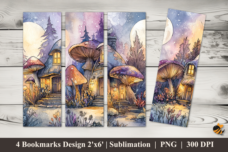 Mushroom House Bookmarks Sublimation Design
