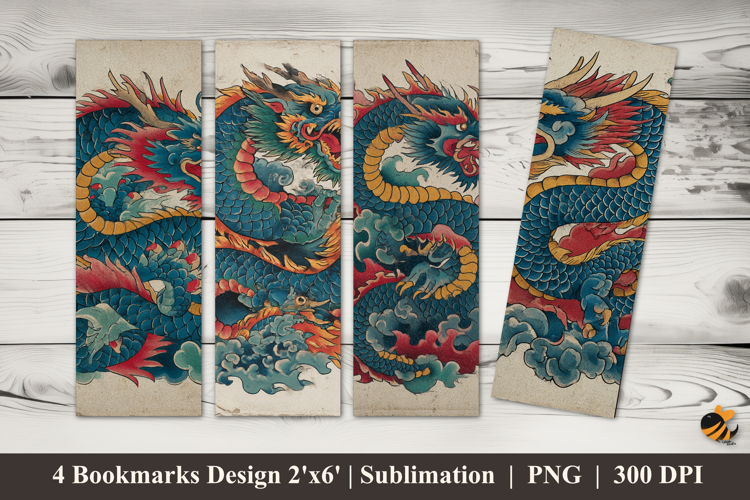 Dragon Artwork Bookmarks Sublimation Design