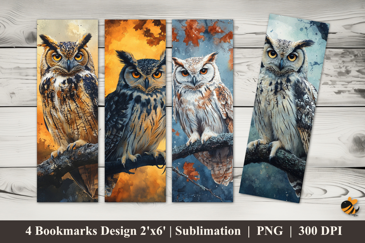Owl Perched Bookmarks Sublimation Design