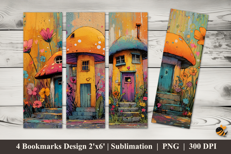 Mushroom House Bookmarks Sublimation Design