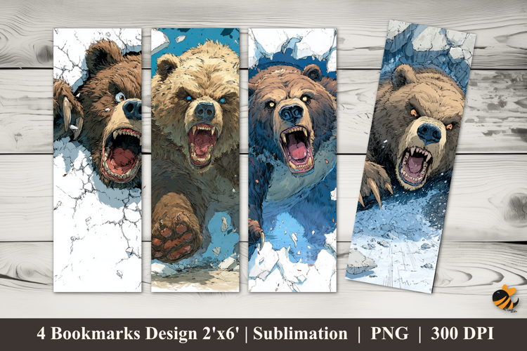 Angry Bear Bookmarks Sublimation Design
