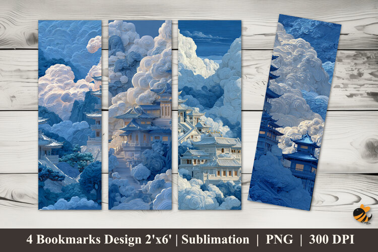 Above the Clouds Bookmarks Sublimation Design example image 1
