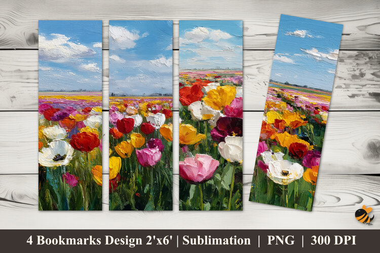 Poppy Flower Painting Bookmarks Sublimation Design example image 1