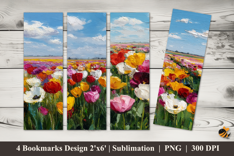Poppy Flower Painting Bookmarks Sublimation Design