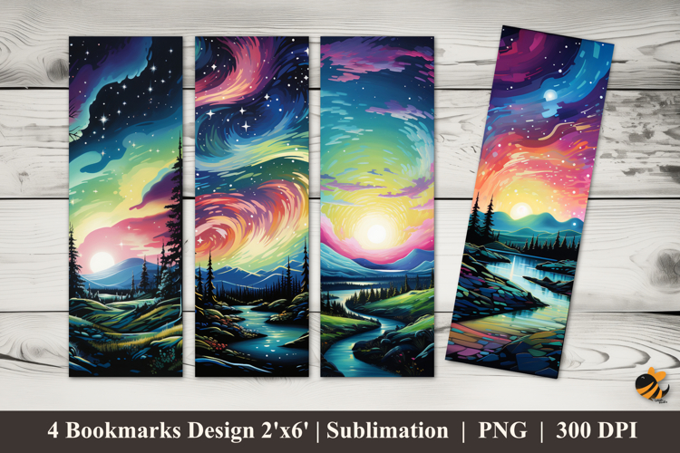 Bright Aurora Bookmarks Sublimation Design