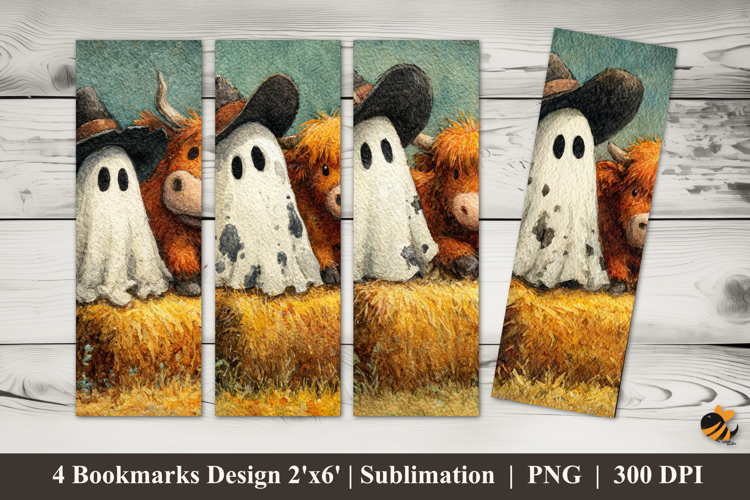 Ghosts and Cows Bookmarks Sublimation Design