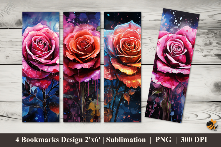 Twilight Rose Ink Bookmarks Sublimation Design