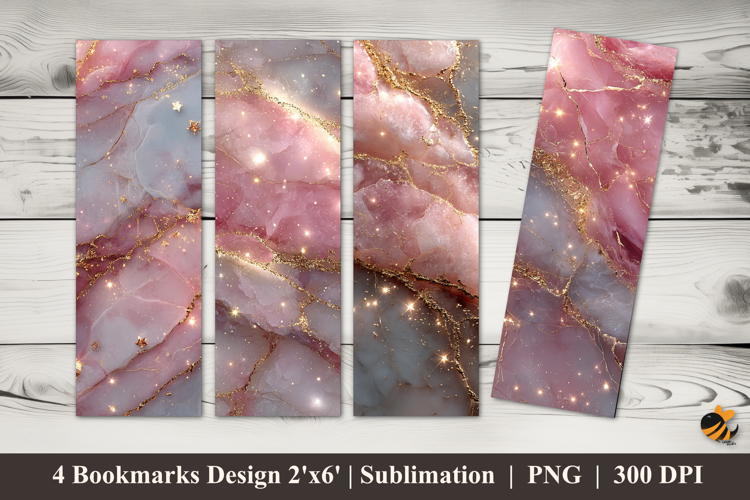 Gold Fiber Rose Bookmarks Sublimation Design