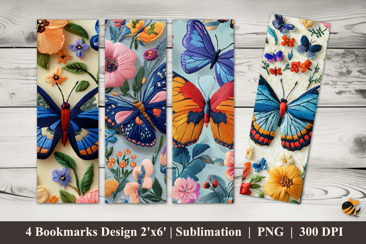 Colorful Butterflies Bookmarks Sublimation Design