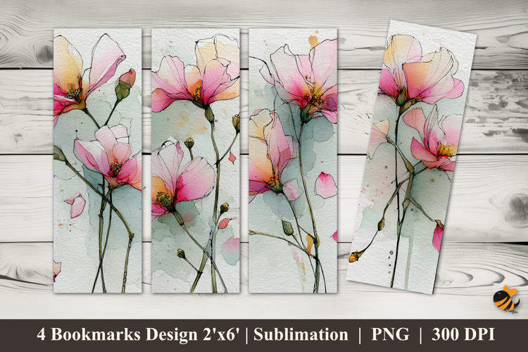 Flower Line Bookmarks Sublimation Design