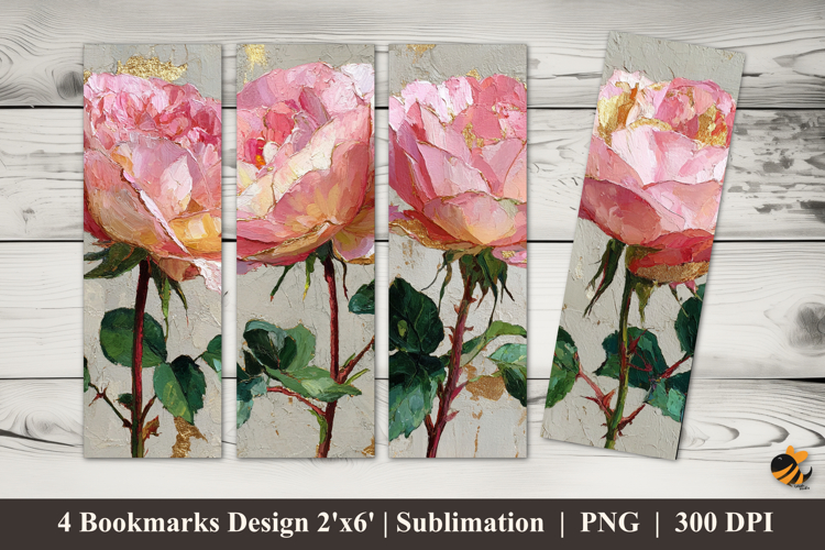 Golden Rose Charm Bookmarks Sublimation Design