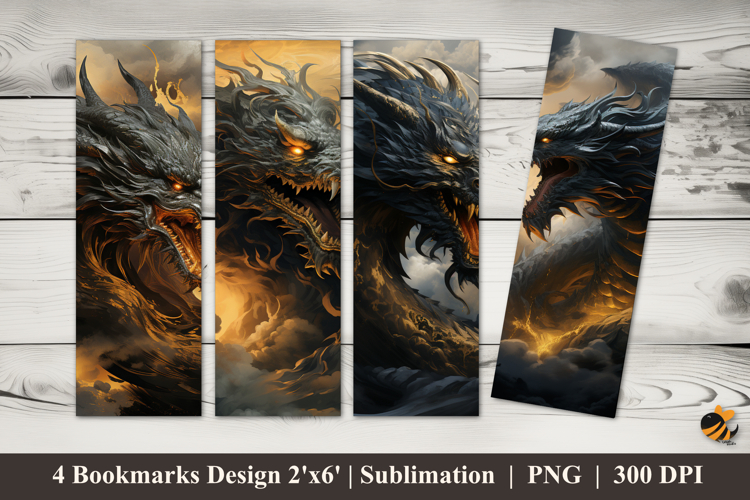 Black Dragon Bookmarks Sublimation Design
