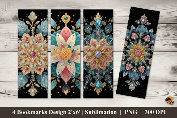 Abstract Floral Frame Bookmarks Sublimation Design