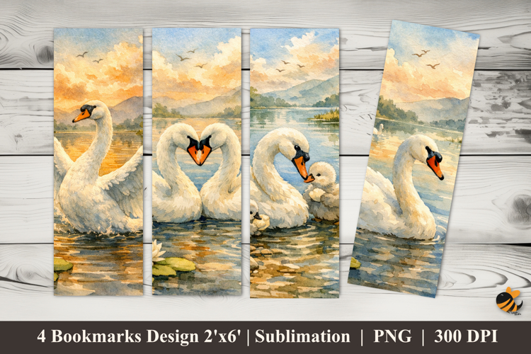 Swan Harmony Bookmarks Sublimation Design