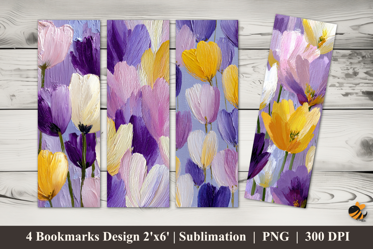 Watercolor Tulips Bookmarks Sublimation Design