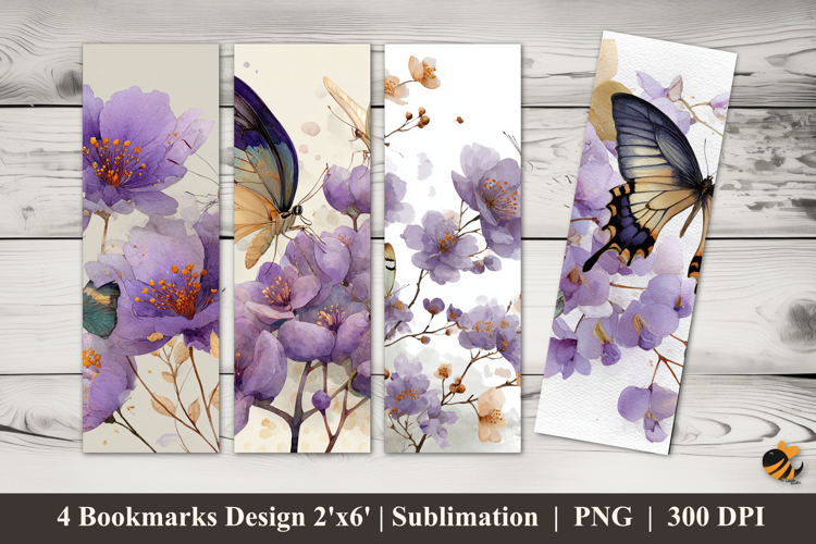 Lavender Butterfly Bookmarks Sublimation Design