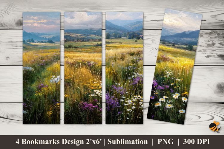 Grasses and Wildflowers Bookmarks Sublimation Design