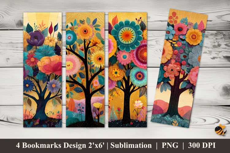 Happy Flowers Bookmarks Sublimation Design