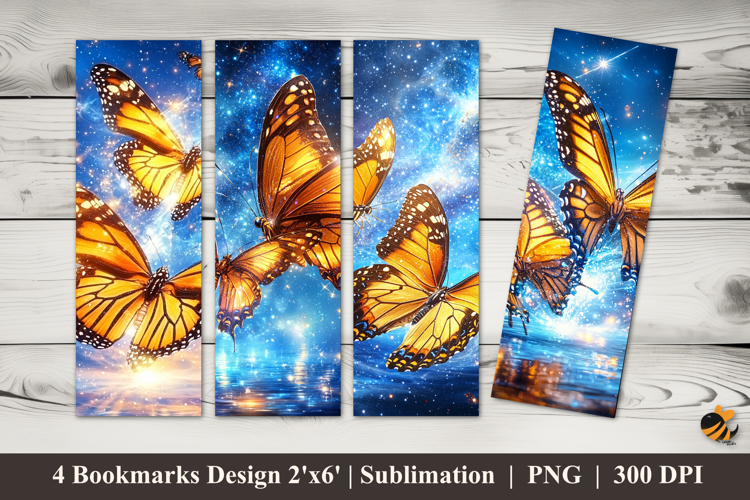 Gold Butterfly Bookmarks Sublimation Design