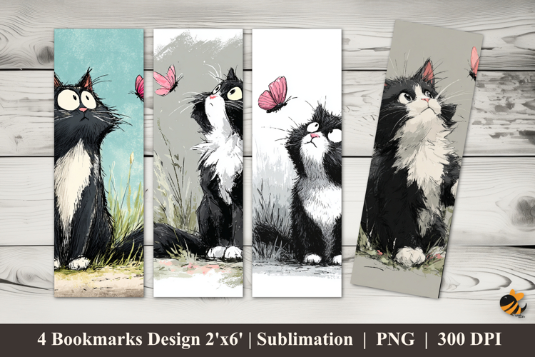 Cat Playing Bookmarks Sublimation Design