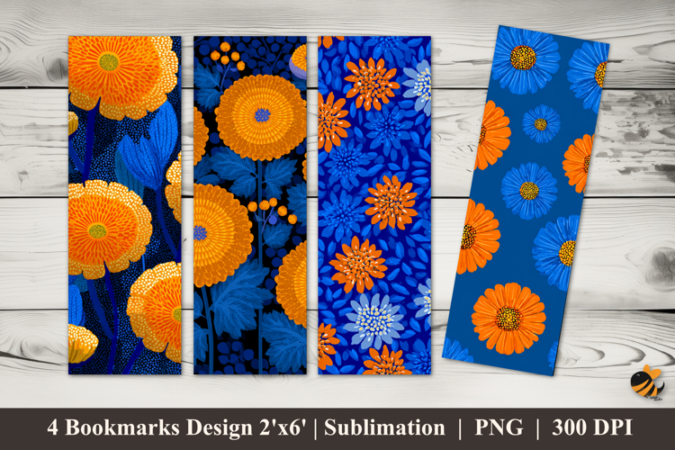 Blooming Yellow Flowers Bookmarks Sublimation Design