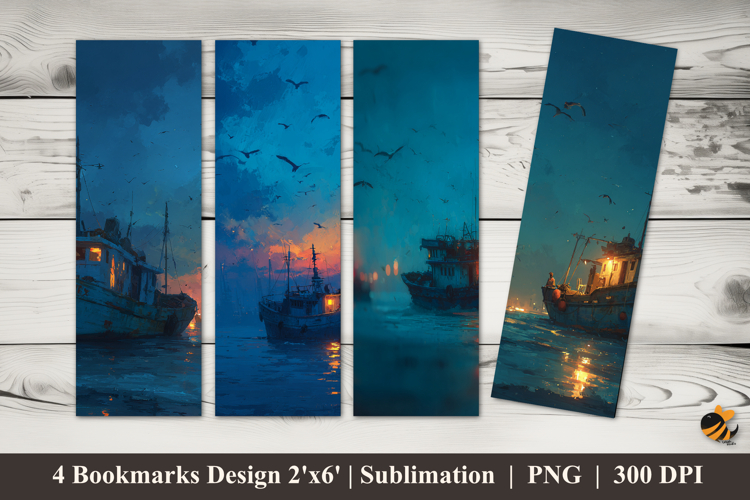 Night Harbor Bookmarks Sublimation Design