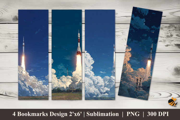 Rocket Launch Bookmarks Sublimation Design