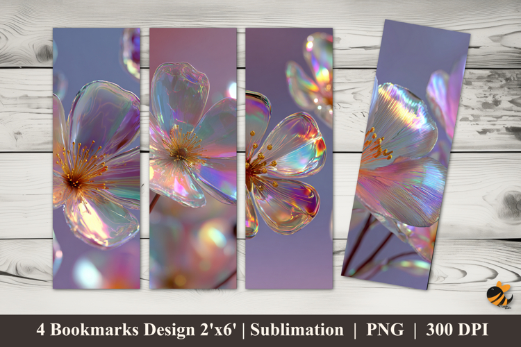 Holographic Flower Bookmarks Sublimation Design