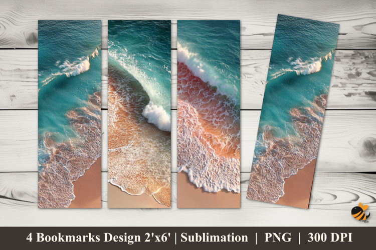 Slow Beach Waves Bookmarks Sublimation Design