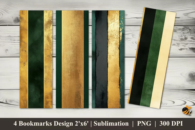 Dark Green Stripes Bookmarks Sublimation Design