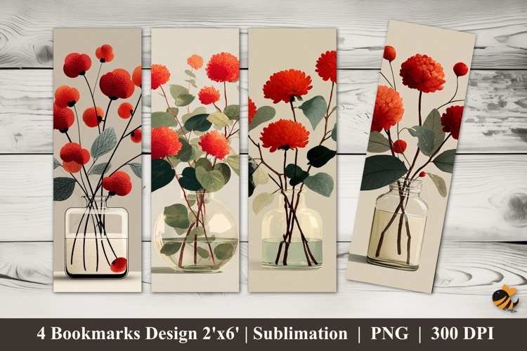 Minimalist Flower Bookmarks Sublimation Design
