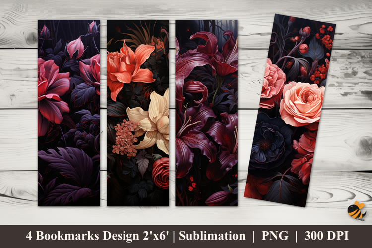 Dark Rose Bookmarks Sublimation Design
