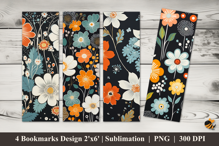 Floral Pattern Bookmarks Sublimation Design