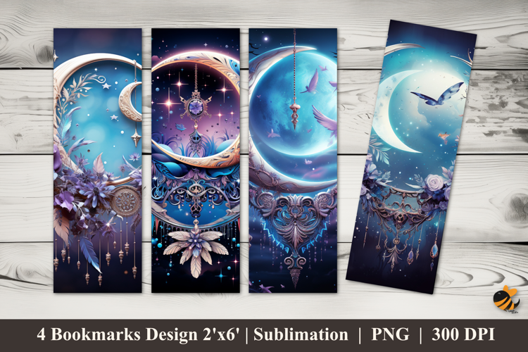 Flowering Moon Bookmarks Sublimation Design