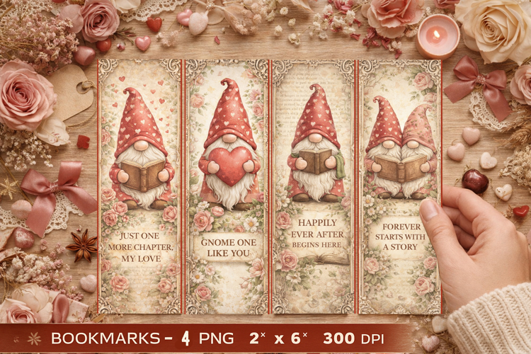 Cute Valentine Gnome Bookmarks