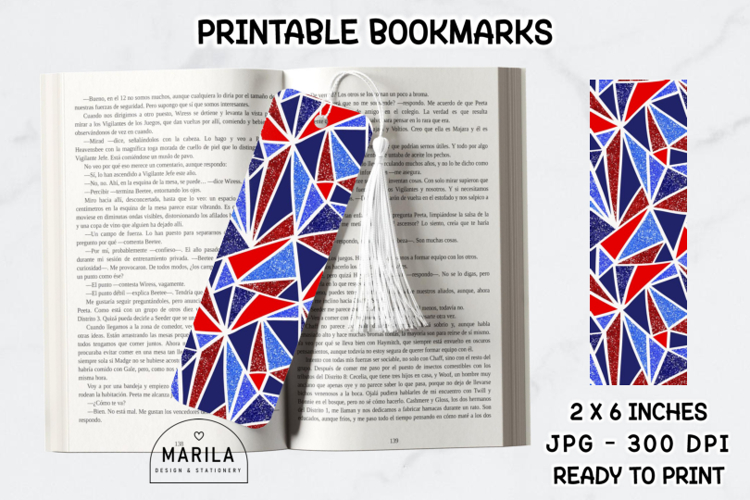 Patriotic Abstract Mosaic Bookmarks Ready to Print