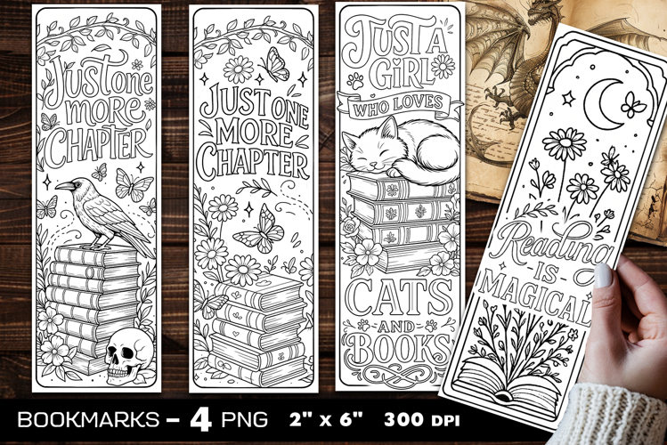 Flowers and books coloring bookmark, flowers bookmarks