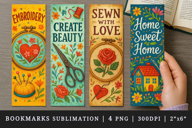 Embroidery bookmarks printable sublimation bookmark design